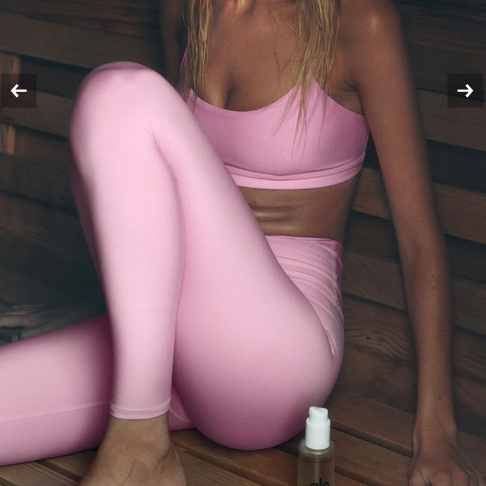 2 PIECE SET ALO YOGA SWEET PINK AIRLIFT LEGGINGS AND BRA